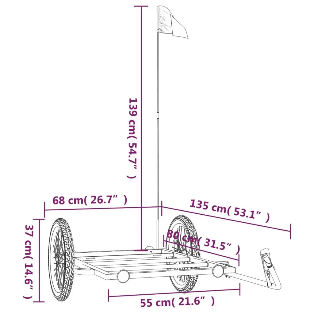 Bicycle Cargo Trailer Transport Cart 135 x 68 x 37 cm Black