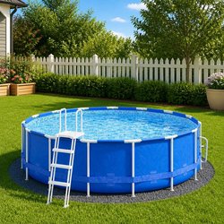 Pool Ground Cloth Light Grey 306cm Round Protective Geotextile Underlay Mat