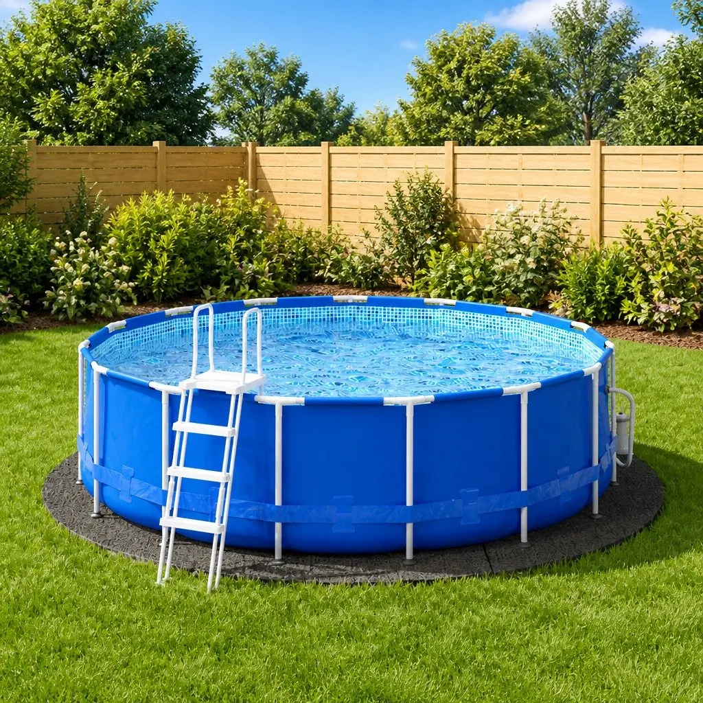Grey Pool Ground Cloth Ø396cm for Pool Longevity