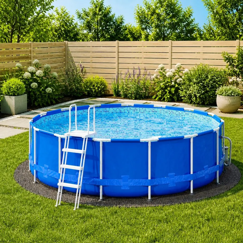 Pool Ground Cloth Protection Ø428cm Grey Polyester Geotextile Liner Cushioning