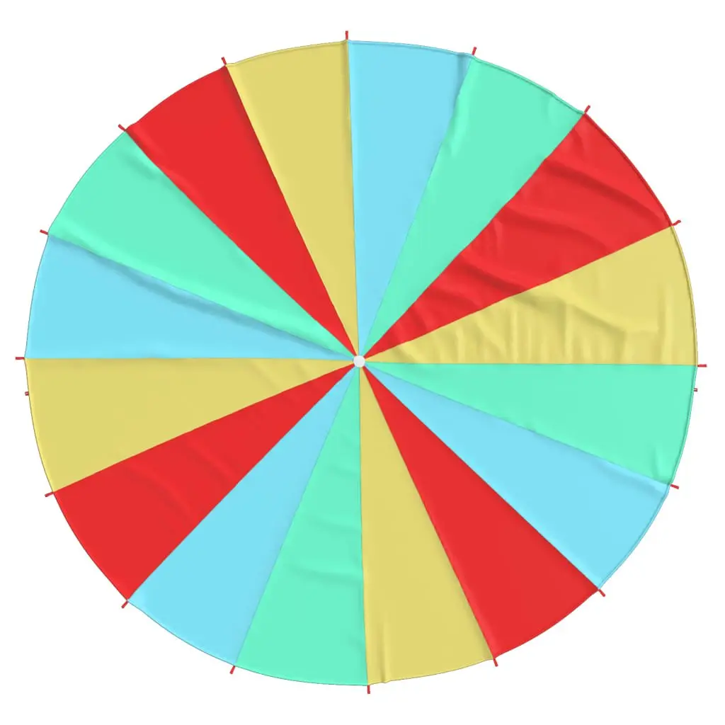 Kids Play Parachute 6m Diameter Rainbow Parachute Game with 16 Handles