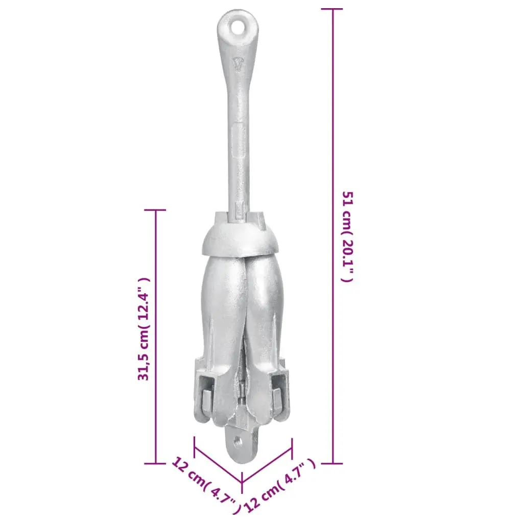 Folding Anchor 6 kg 4-Claw Grapnel Silver for Boat Docking Watercraft