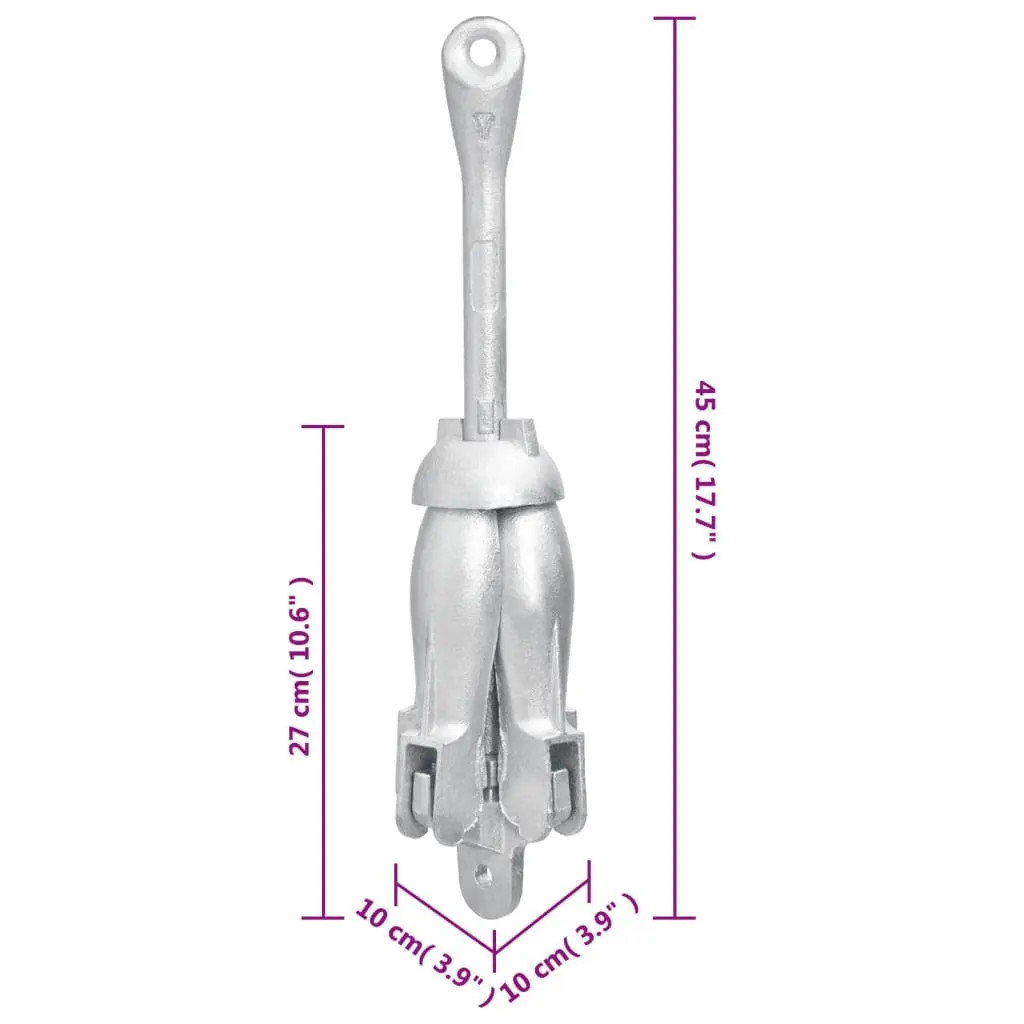 Folding Anchor with Rope 4kg Grapnel Silver
