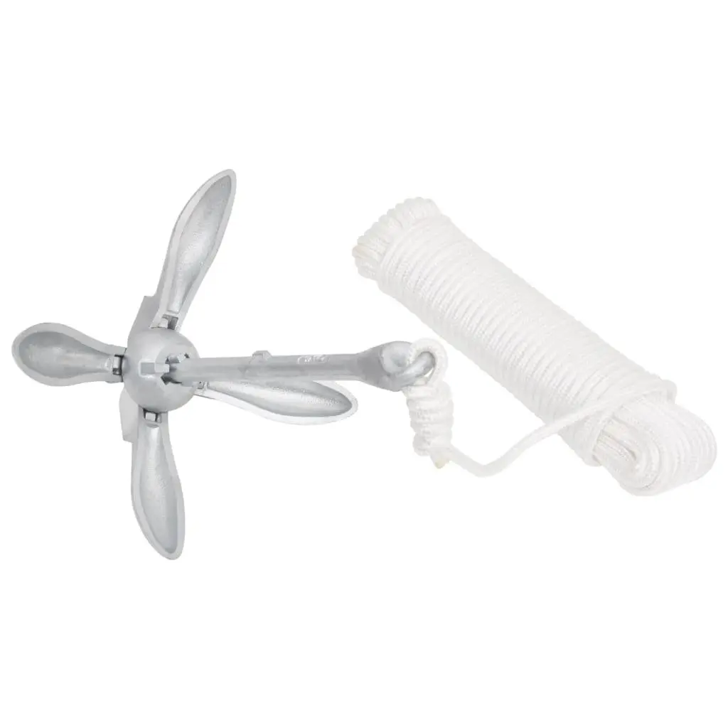 Folding Anchor with Rope 4kg Grapnel Silver