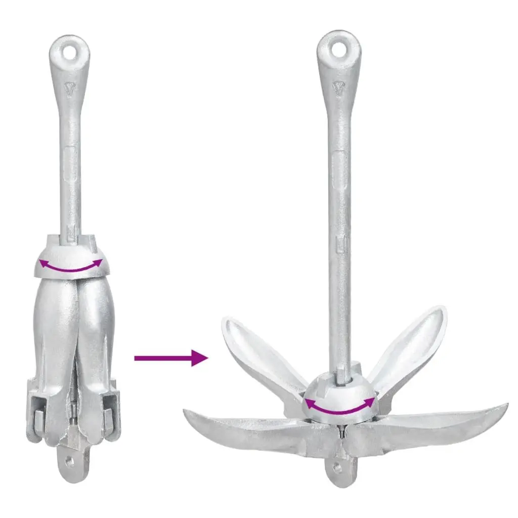 Folding Anchor with Rope 4kg Grapnel Silver