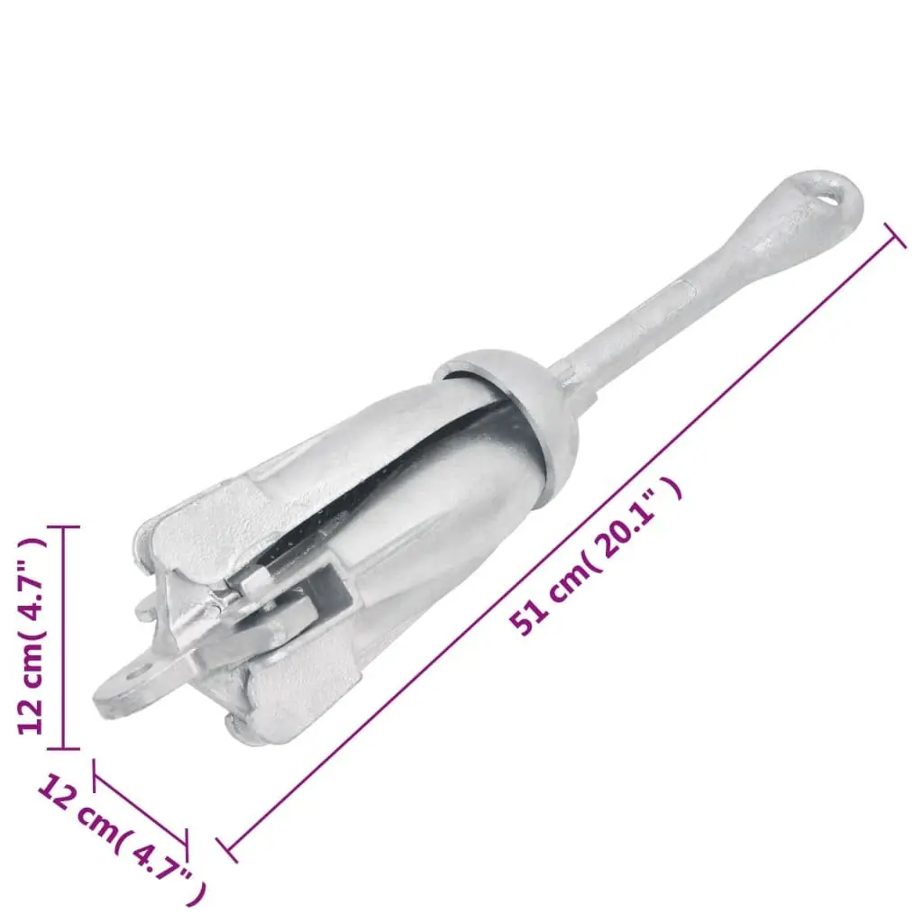 Folding Anchor 4-Claw Grapnel 6 kg Silver Portable for Boat Docking Watercraft