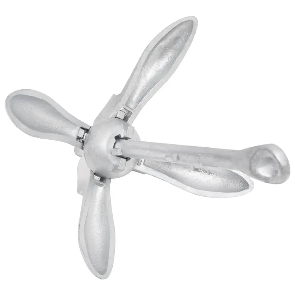 Folding Anchor 4-Claw Grapnel 6 kg Silver Portable for Boat Docking Watercraft