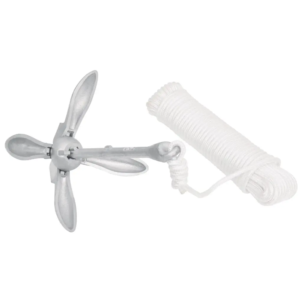 Folding Anchor 8kg Grapnel Silver for Boat Watercraft Docking
