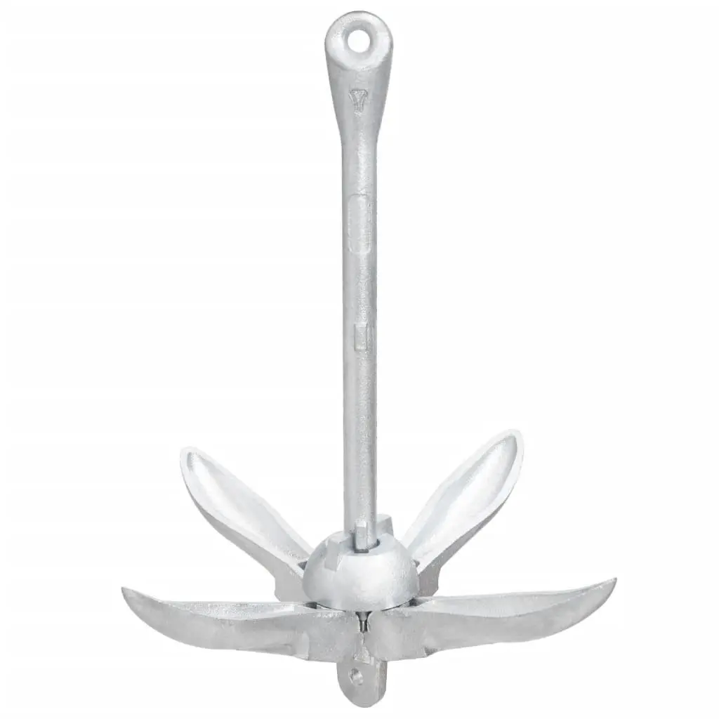 Folding Anchor 8kg Grapnel Silver for Boat Watercraft Docking