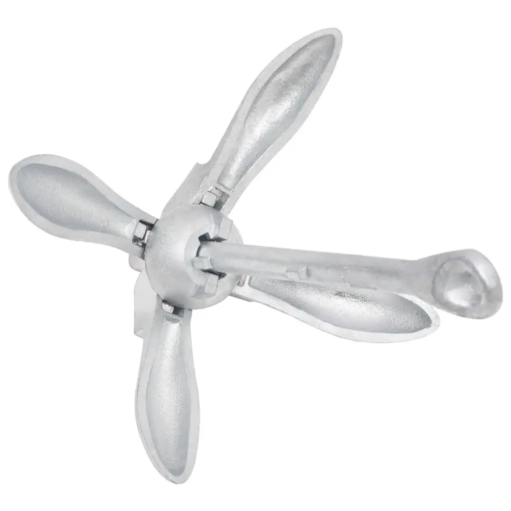 Folding Anchor 8kg Grapnel Silver for Boat Watercraft Docking