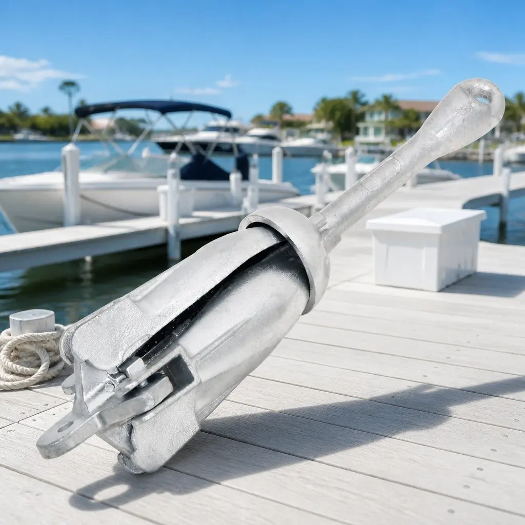Folding Grapnel Anchor 3.2 kg Silver 4-Claw for Securing Small Watercraft Docking
