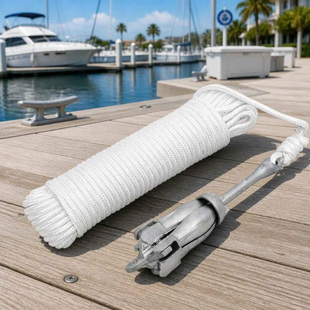 4-Claw Folding Anchor 1.5kg Silver for Kayak Dinghy Boat