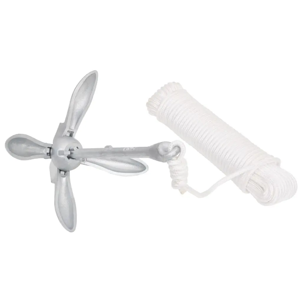 4-Claw Folding Anchor 1.5kg Silver for Kayak Dinghy Boat
