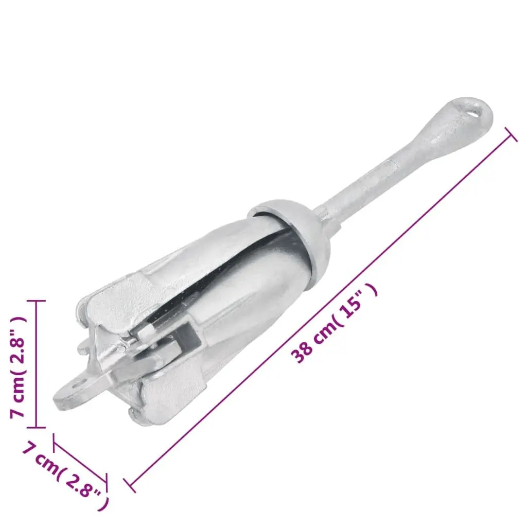 4-Claw Folding Anchor 2.5 kg Silver for Boats Kayaks Dinghies