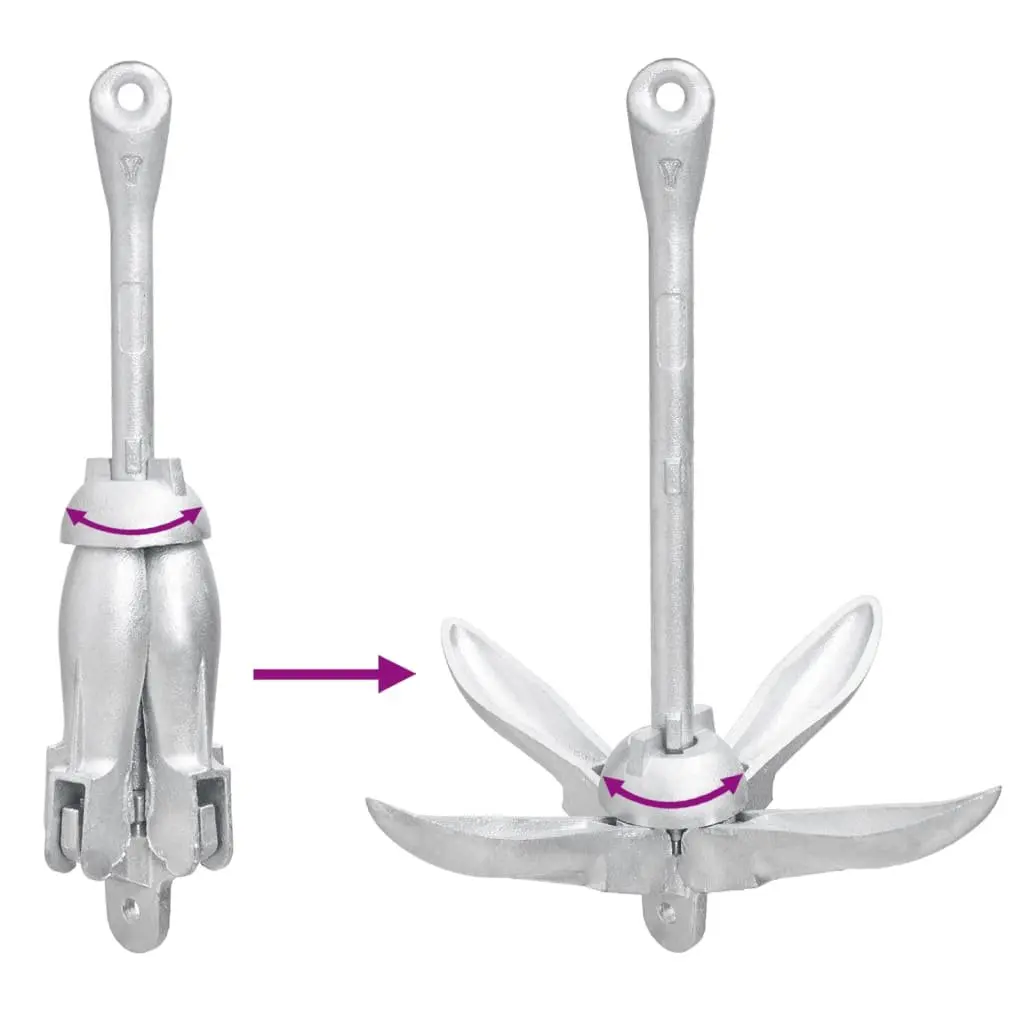4-Claw Folding Anchor 2.5 kg Silver for Boats Kayaks Dinghies