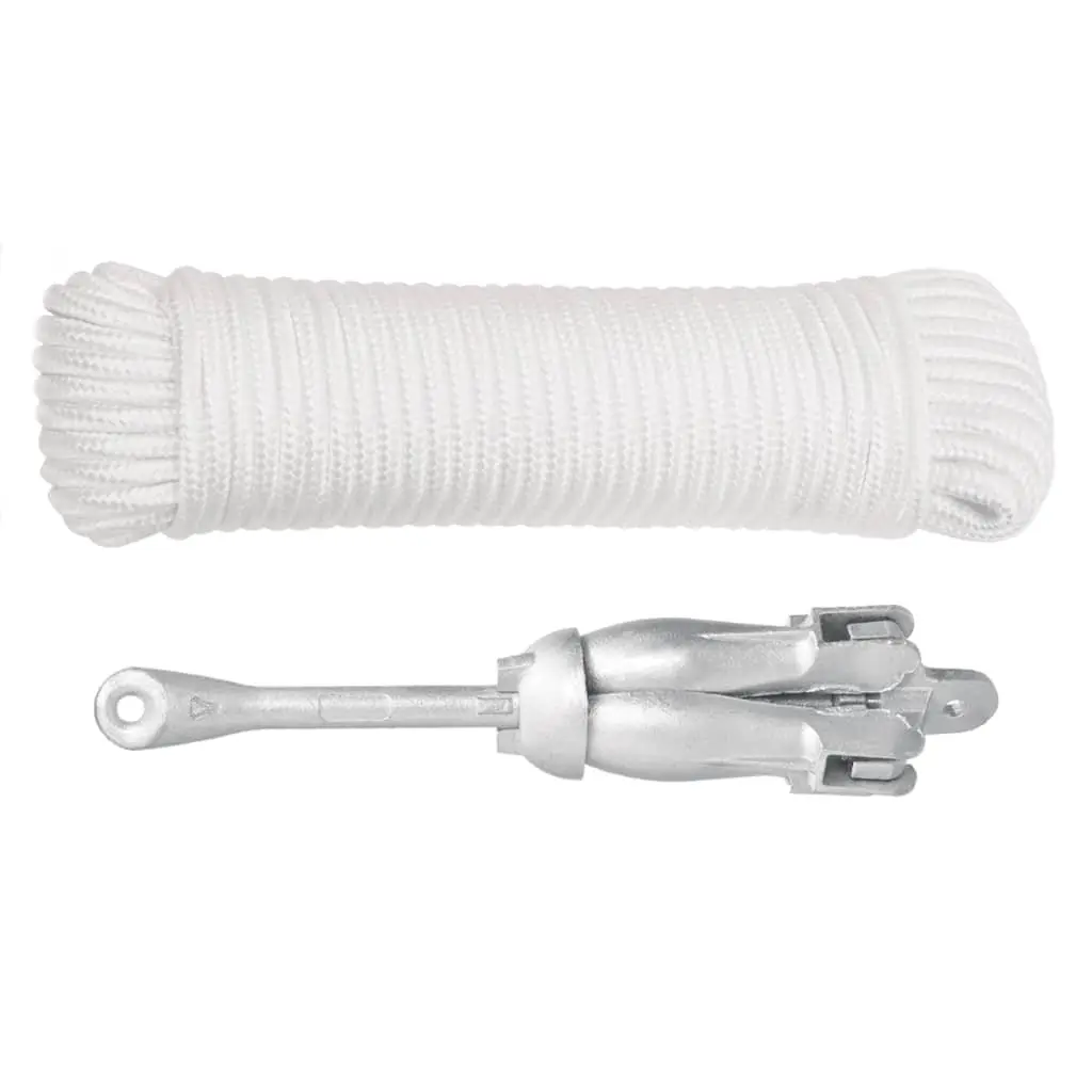 Folding Anchor 4-Claw Grapnel Watercraft Silver Portable Compact