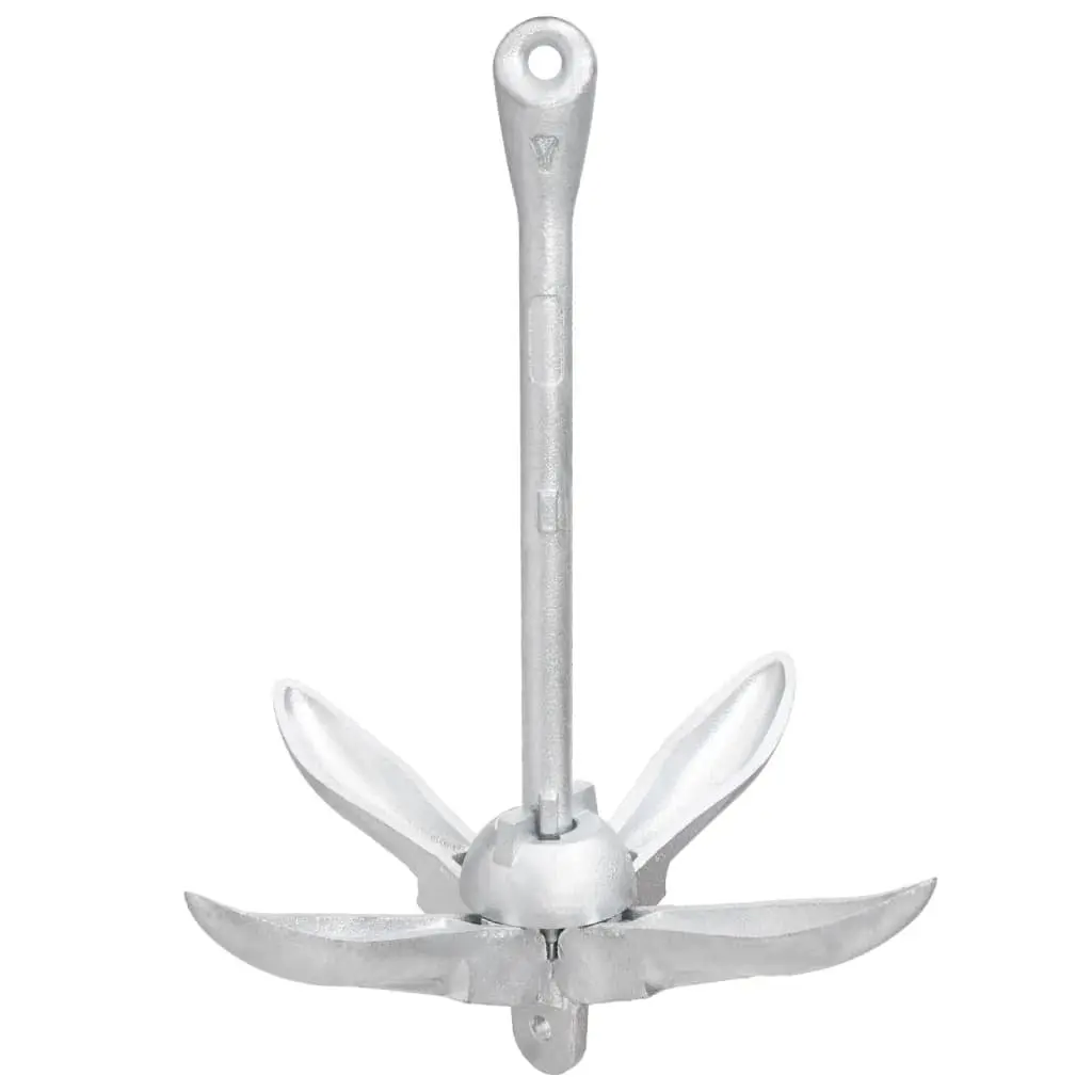 Folding Anchor 4-Claw Grapnel Watercraft Silver Portable Compact