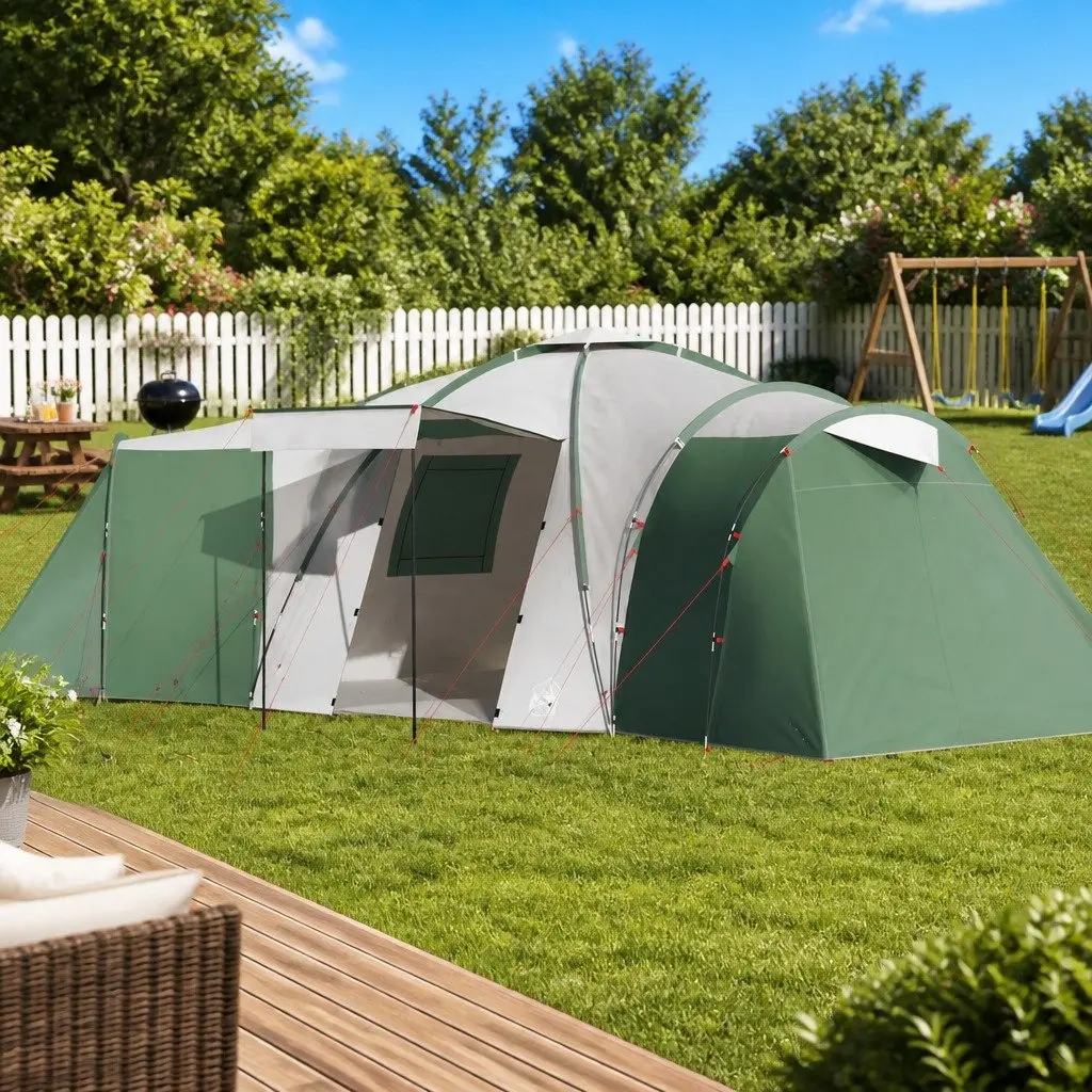 Dome Tent 12-Person Waterproof Camping Shelter Green