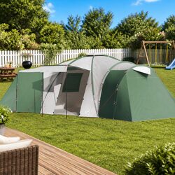 Comfortable 12-Person Green Dome Tent with Rainfly