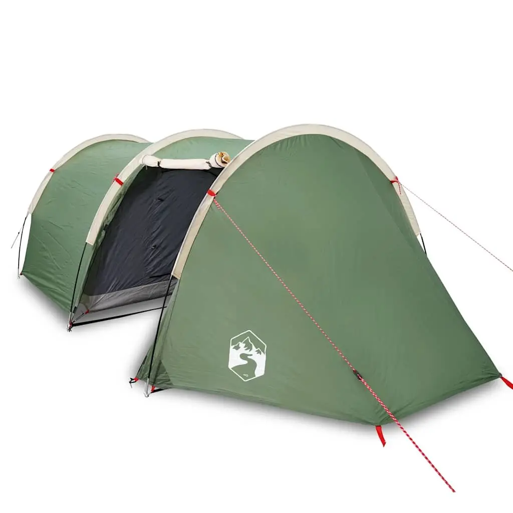 4-Person Tunnel Camping Tent Green Waterproof Mosquito Net Fibreglass Poles