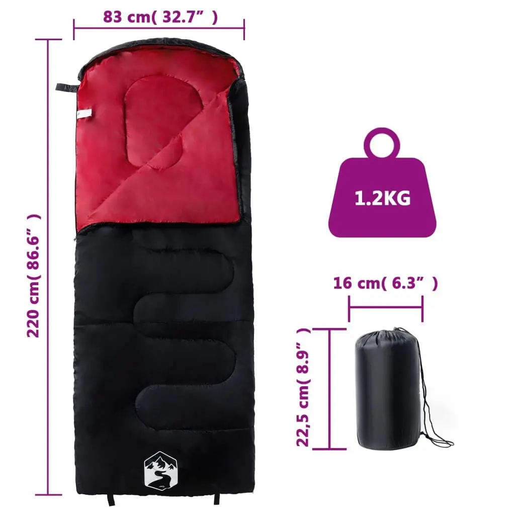 Sleeping Bag Adults Camping Hiking 3-4 Seasons Water-Resistant Red