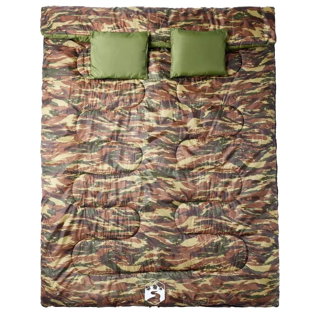 Double Sleeping Bag Camping Hiking 3-4 Seasons Green