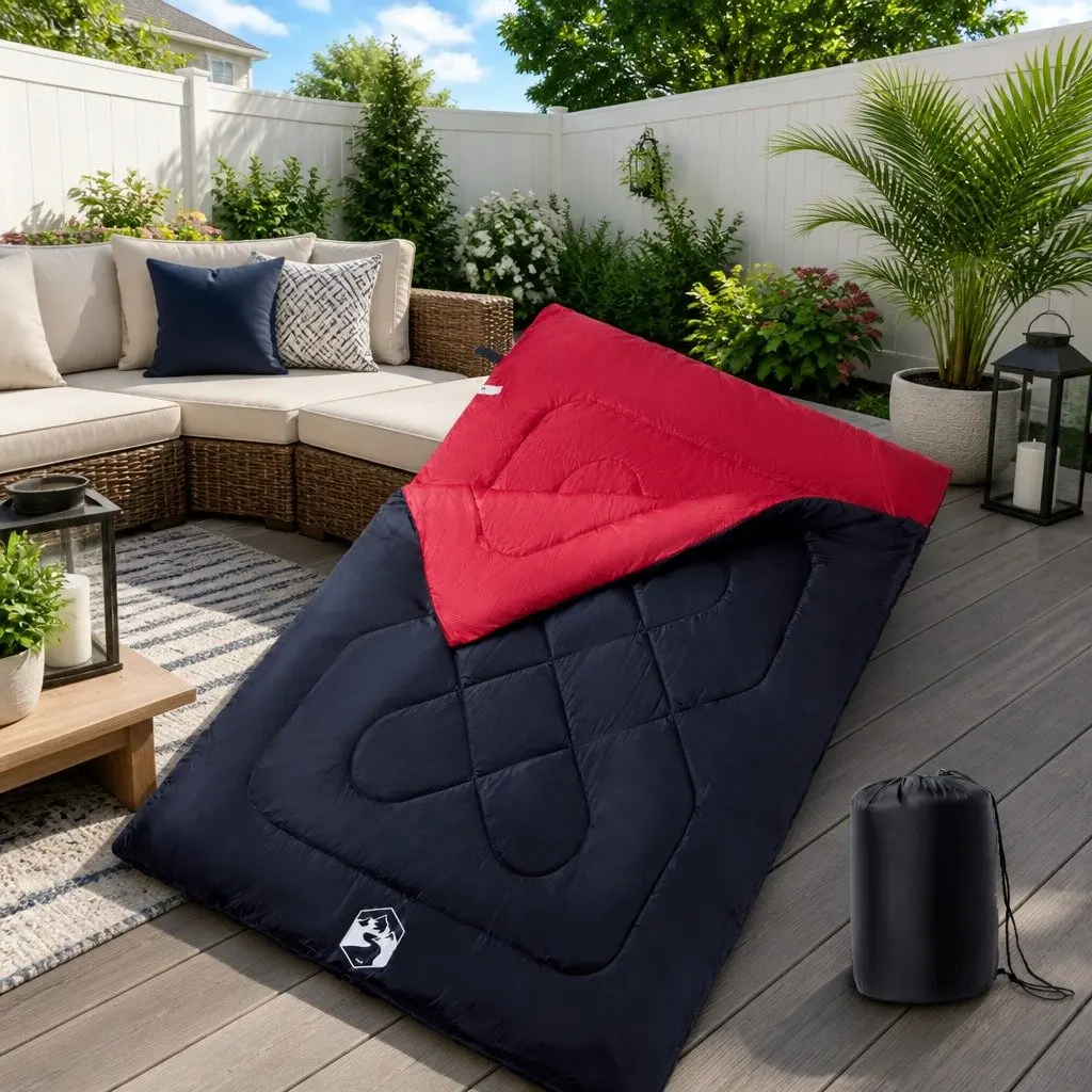 Double Sleeping Bag Camping Hiking 3-4 Seasons Red
