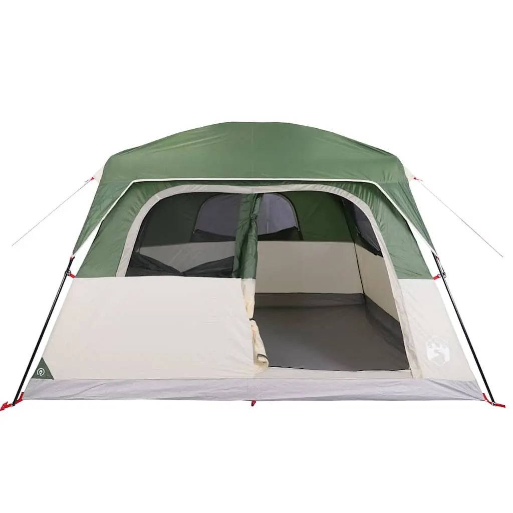Camping Tent 6-Person Waterproof Green Cabin with Detachable Rainfly and Mosquito Protection