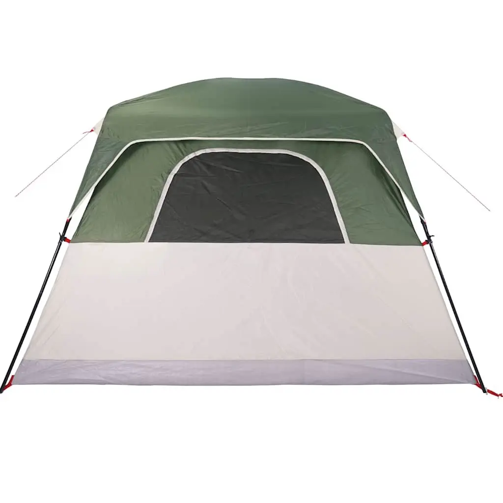 Camping Tent 6-Person Waterproof Green Cabin with Detachable Rainfly and Mosquito Protection