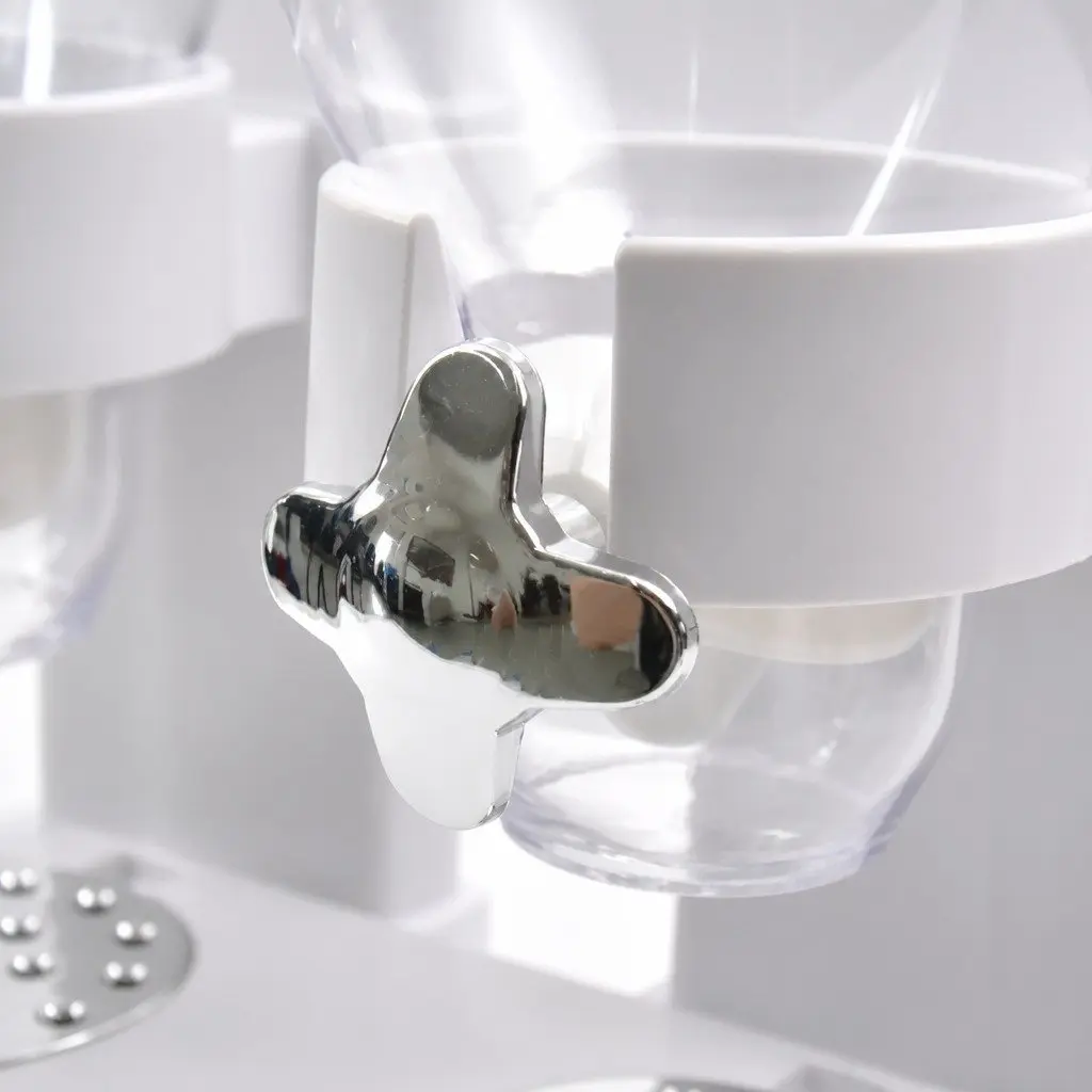 Double Cereal Dispenser Dry Food Storage Portion Control Twist Knob White