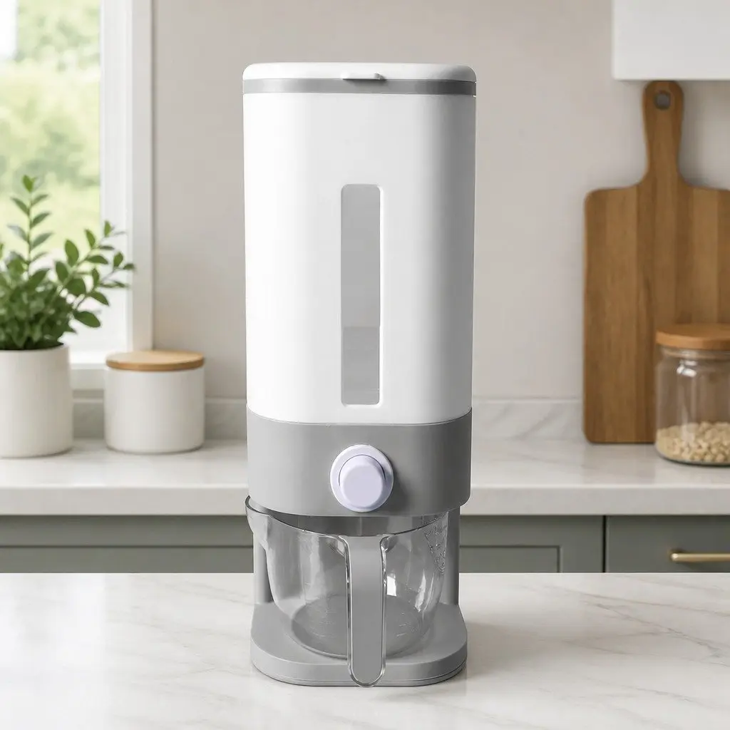 Cereal Dispenser 12L Dry Food Storage Container Kitchen Organiser White Grey