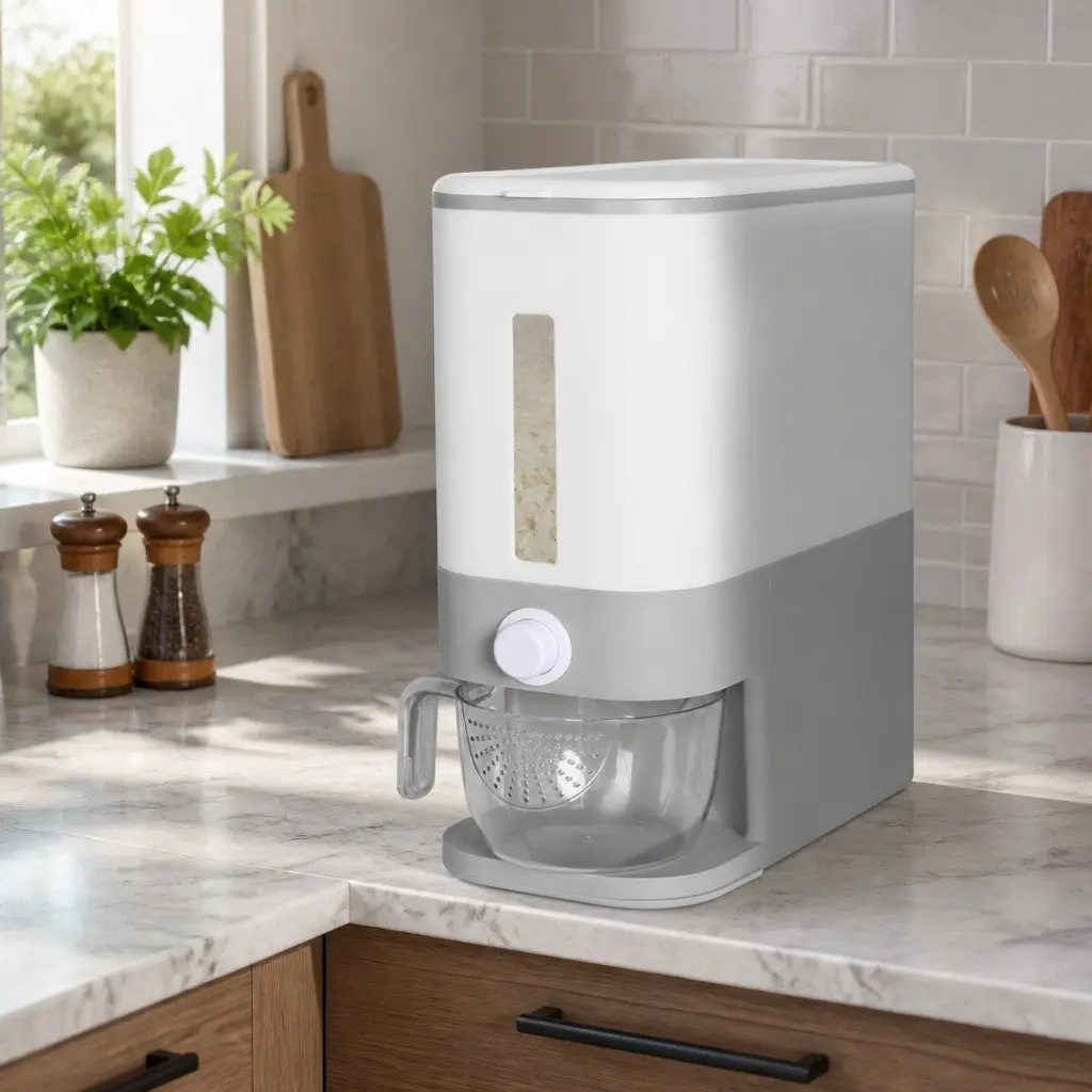 Cereal Dispenser 12L Dry Food Storage Container Kitchen Organiser White Grey