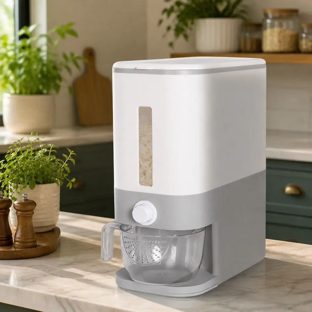Cereal Dispenser 12L Dry Food Storage Container Kitchen Organiser White Grey