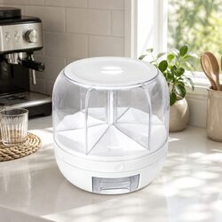 Cereal Dispenser 10kg Rice Storage Container Rotating Dry Food Organizer