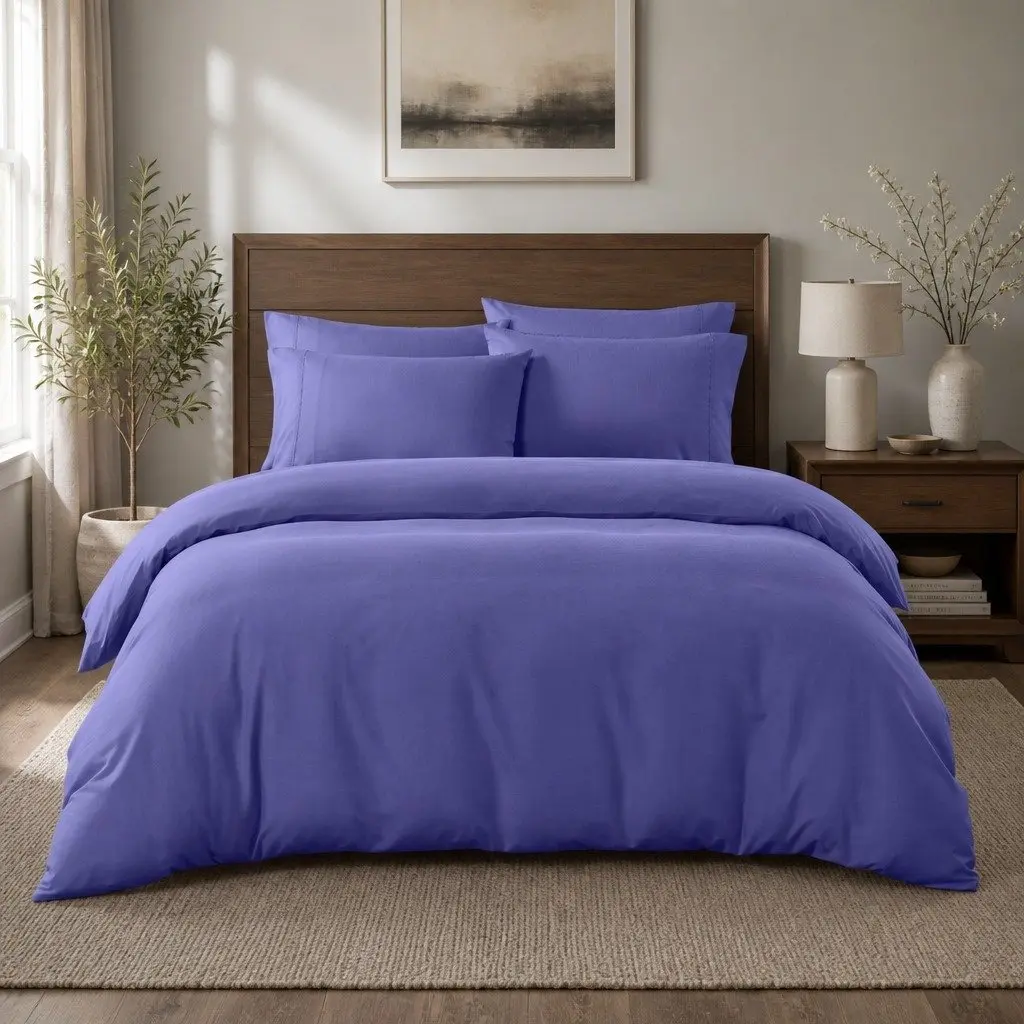 Queen Size Quilt Cover Set Bamboo Cooling 2000TC Royal Blue