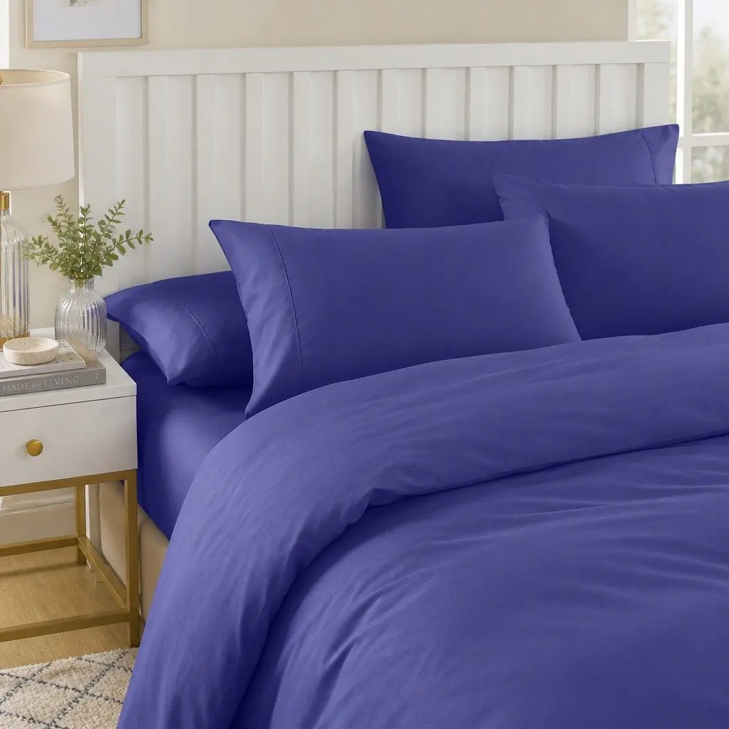 Queen Size Quilt Cover Set Bamboo Cooling 2000TC Royal Blue