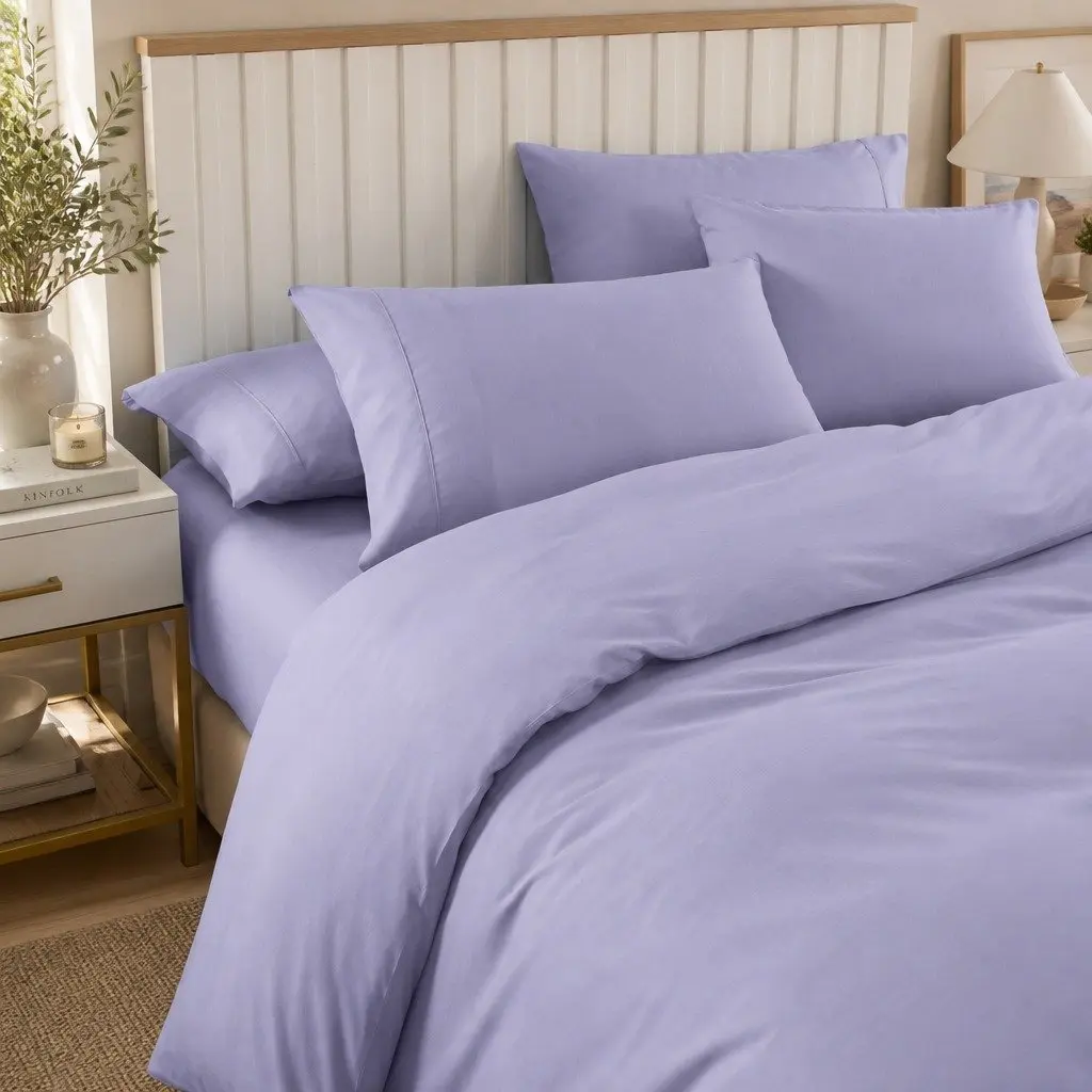 Bamboo Cooling Quilt Cover Set 2000TC King Size Lilac Grey with Pillowcases