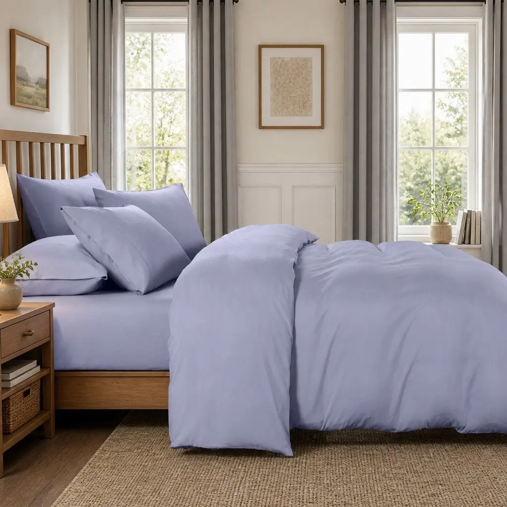 Bamboo Cooling Quilt Cover Set 2000TC King Size Lilac Grey with Pillowcases