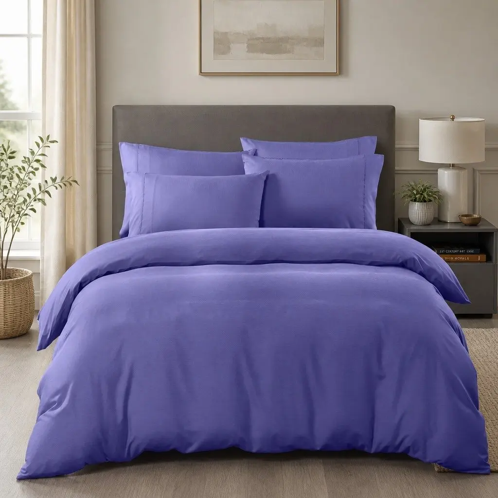 Bedding King Bamboo Cooling Quilt Cover Set 2000TC Royal Blue