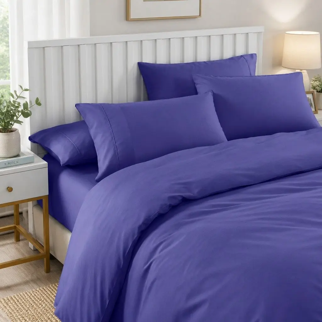 Bedding Combo Set Double Bamboo Cooling 2000TC 6 Piece Royal Blue