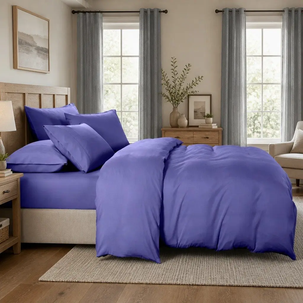 Bedding Combo Set Double Bamboo Cooling 2000TC 6 Piece Royal Blue