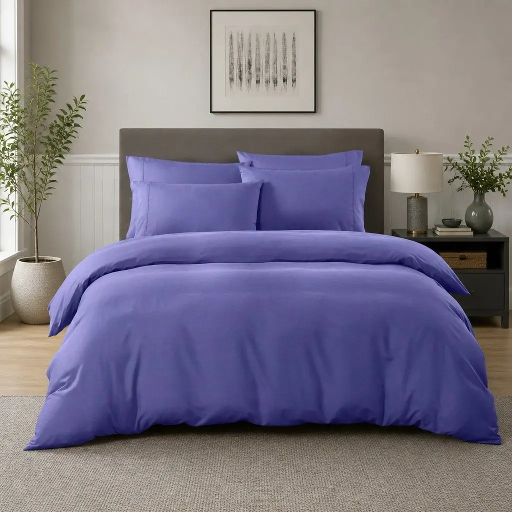 Bedding Combo Set Bamboo Cooling 2000TC Queen Quilt Cover Fitted Sheet Royal Blue 6 Piece