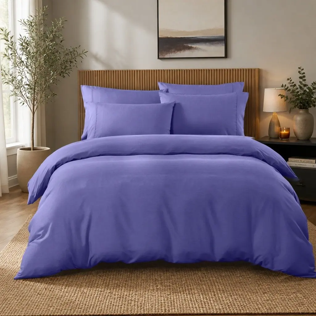 Bedding Set Bamboo Cooling 2000TC King Quilt Cover Fitted Sheet Royal Blue 6 Piece