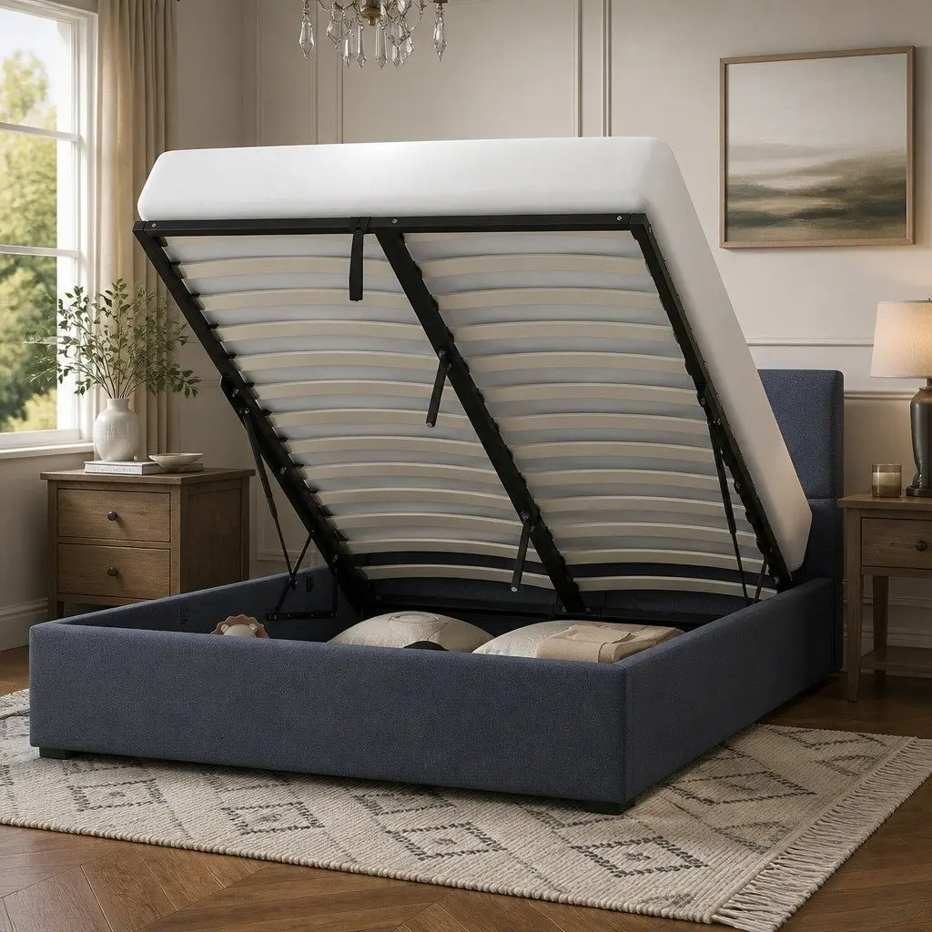Gas Lift Bed Frame with Headboard King Single Storage Platform Modern Bedroom
