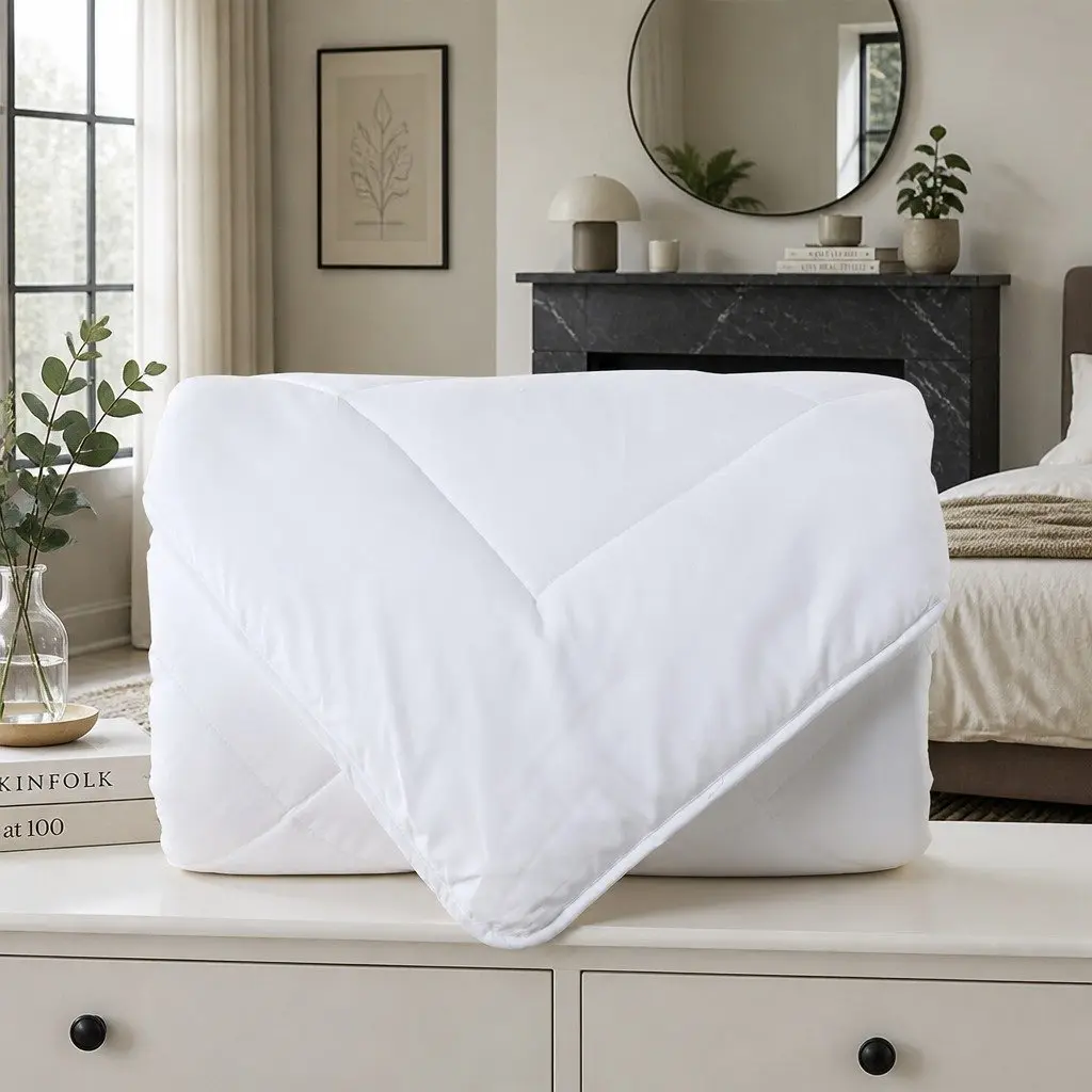 Double Quilt Lightweight Breathable Eco-Silk Touch 260GSM Antibacterial Hypoallergenic Cotton Cover 180cm x 210cm