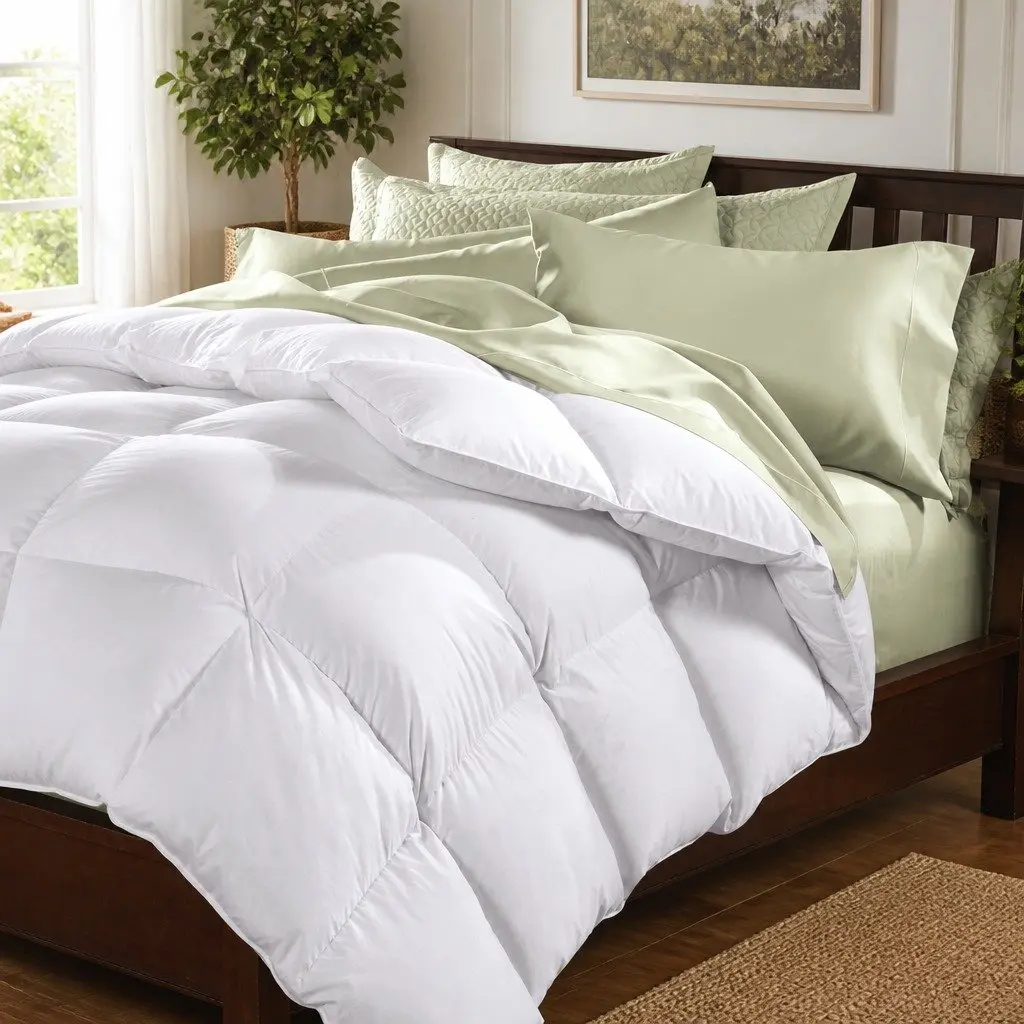Goose Feather Down Quilt All-Season King Single 500GSM Soft Cotton Cover