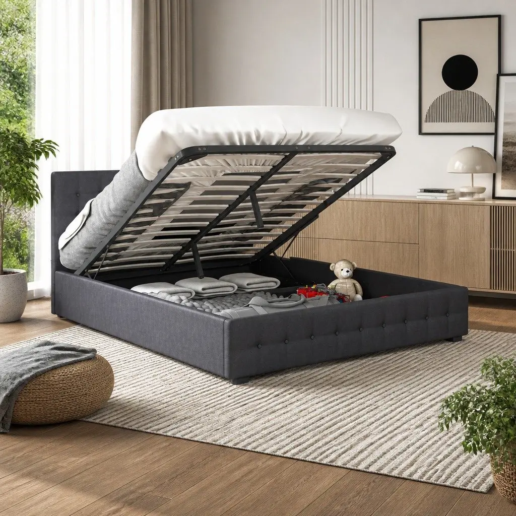 King Gas Lift Bed Frame with Ample Storage