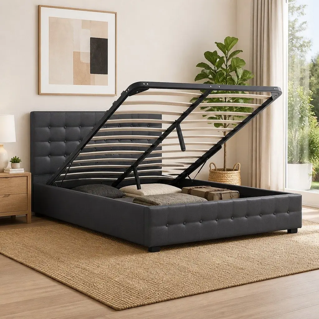 King Gas Lift Bed Frame with Ample Storage