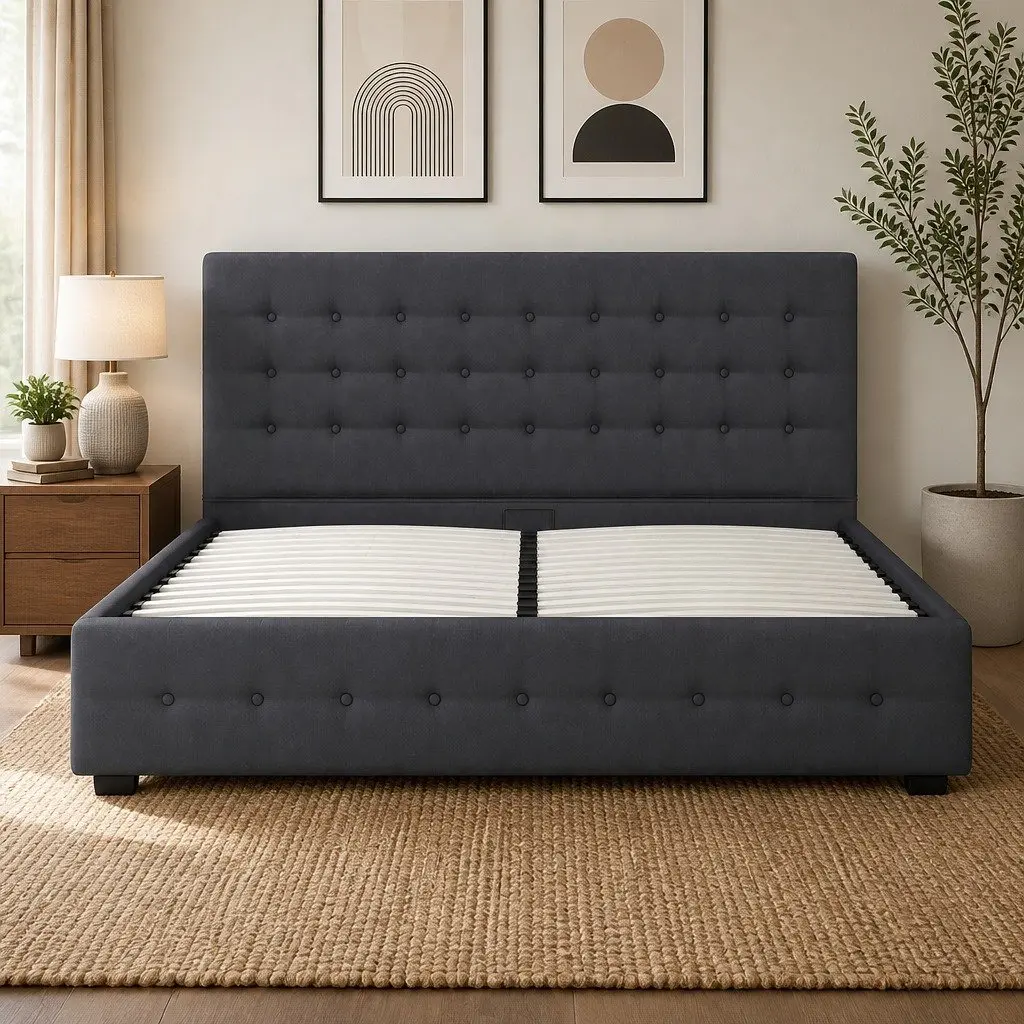 King Gas Lift Bed Frame with Ample Storage