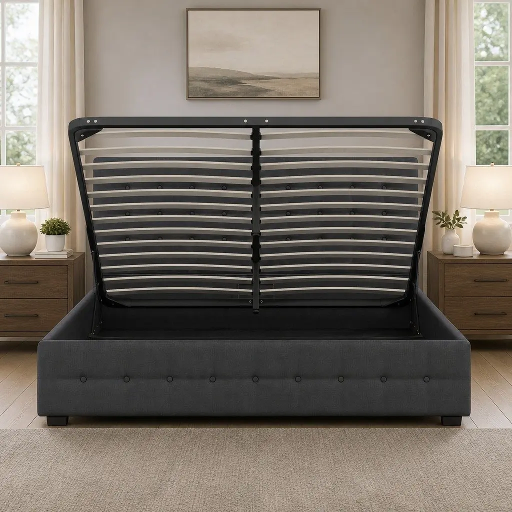 King Gas Lift Bed Frame with Ample Storage